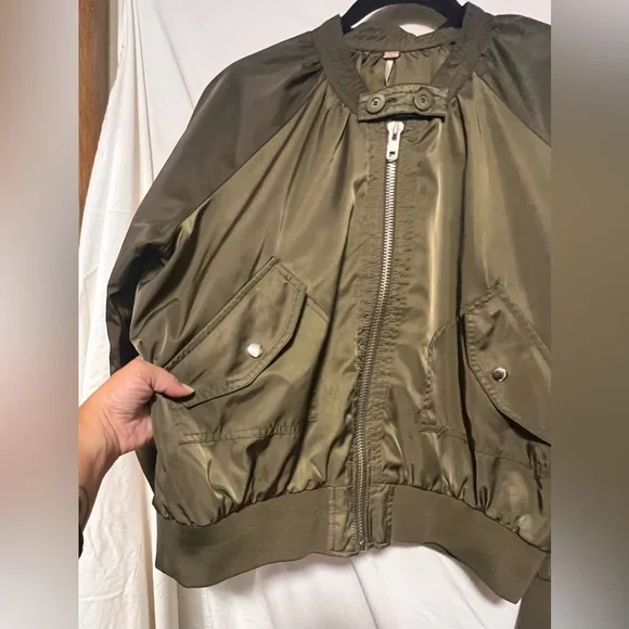 FREE PEOPLE Midnight Bomber Jacket - Moss Fall Winter Casual Trendy Chic - Picture 8 of 15